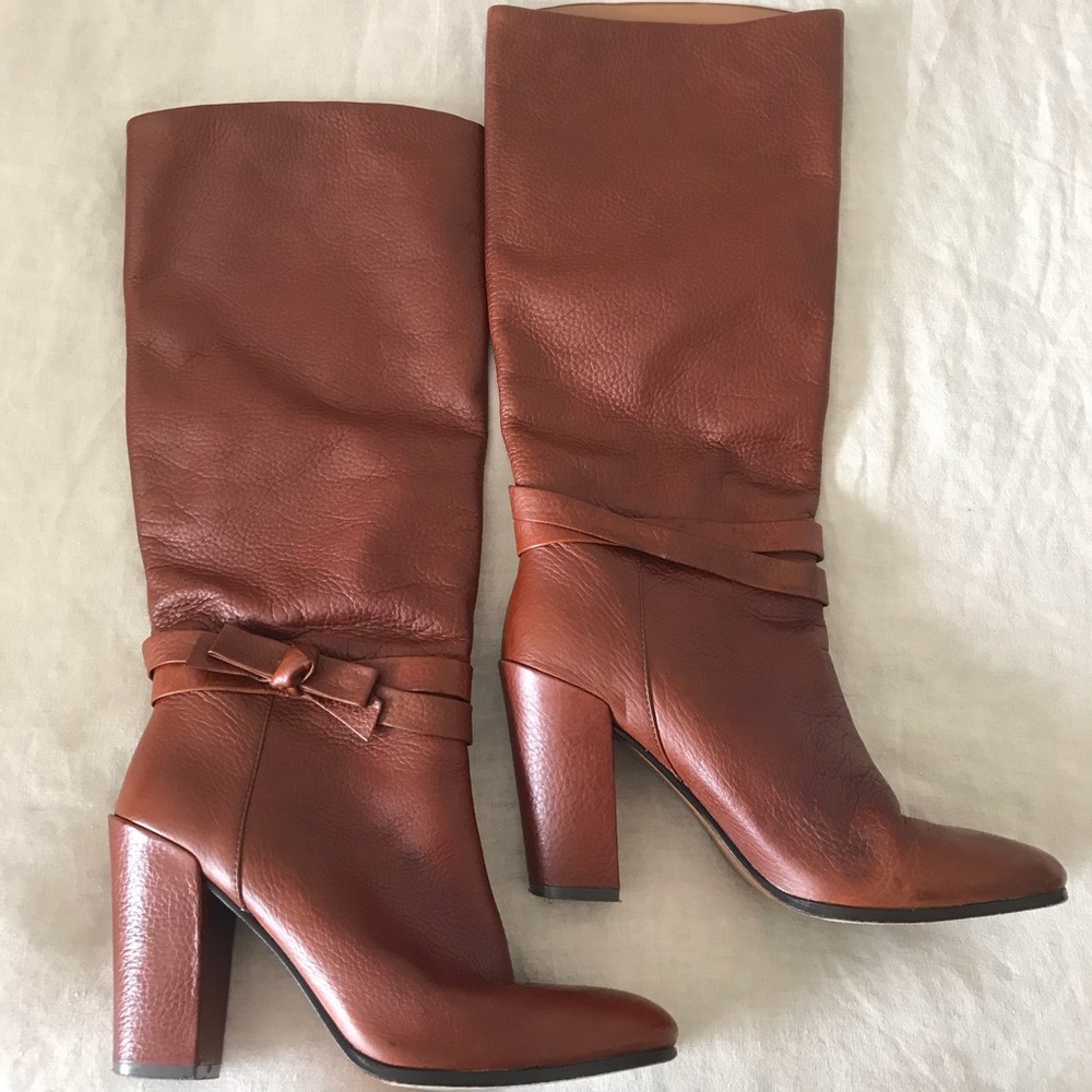 Auth Kate Spade Tall Heeled Leather Boots sz 10